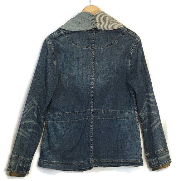 Anthropologie Holding Horses Patchwork Distressed Boho Denim Jacket Casual S - Picture 8 of 14